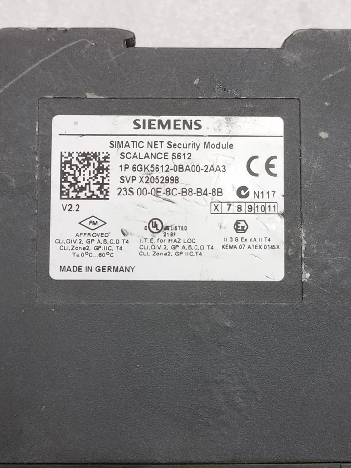 Siemens SCALANCE S612 Security Module 6GK5612-0BA00-2AA3 SIMATIC NET MADE-GERMAN